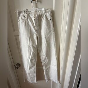 G-Star Women's Distressed White Straight Leg Jeans